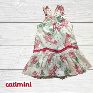 Catimini Floral Dress With Cross Back Straps